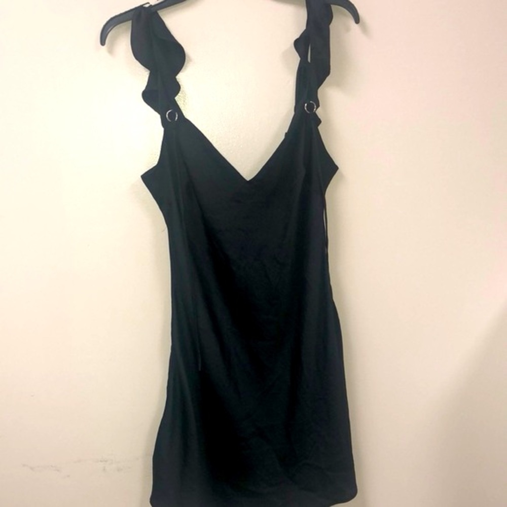 Free People Intimates Black Slip Satin Dress L